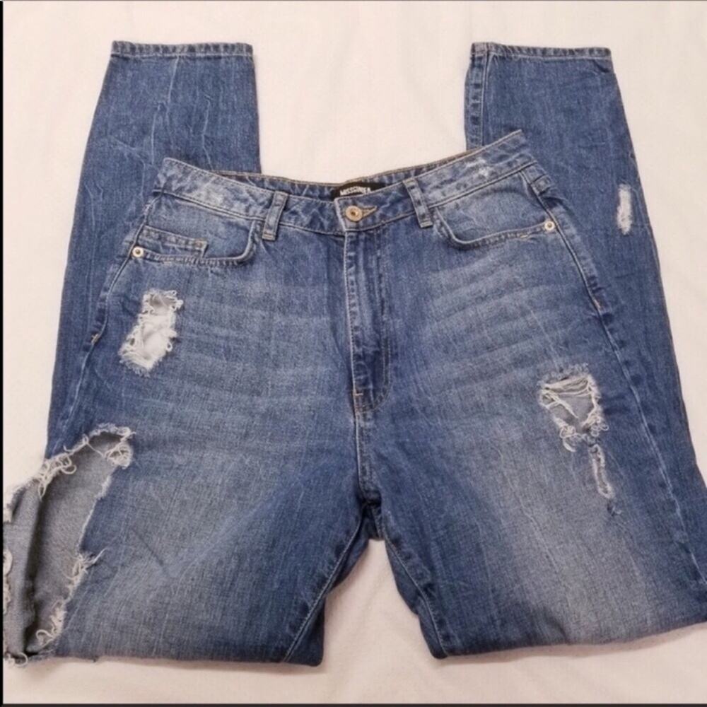 Missguided High Rise Destroyed Ripped Jeans